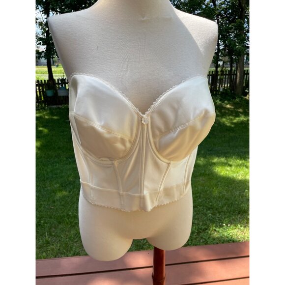 Dominique Ivory Satin Longline Strapless Bra 44DD - Picture 1 of 9